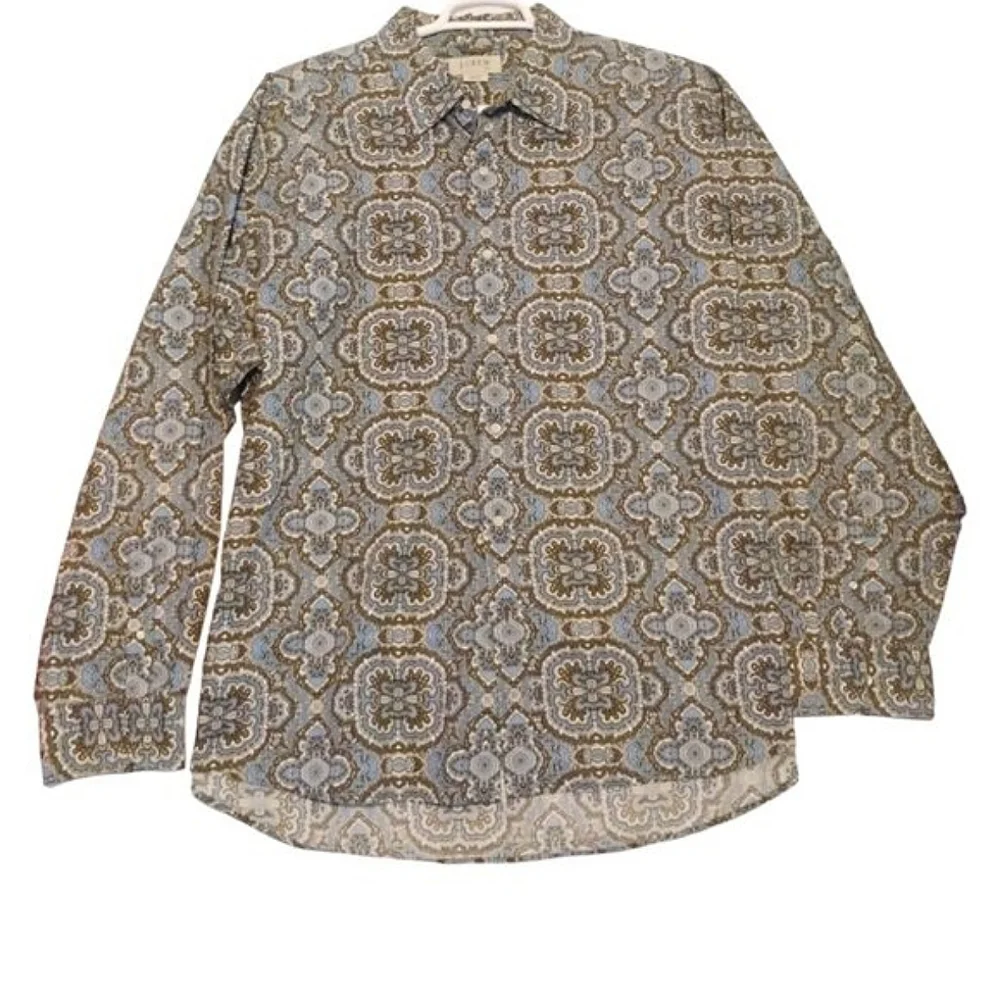 J. Crew Men's Mandala Print Button Up Shirt Size‎ XXL Long Sleeve Boho Casual